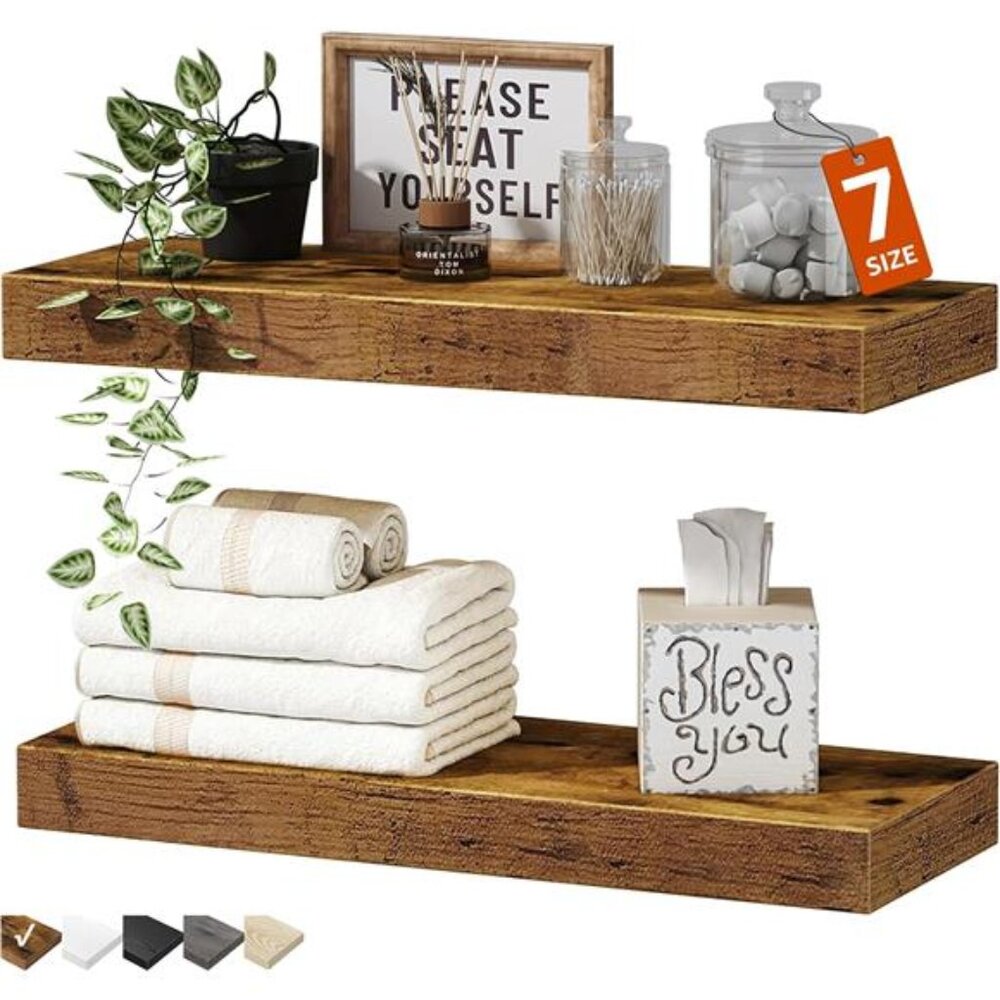 Bathroom Floating Shelves for Wall - 15.7" Wall Mounted Shelf Over Toilet - Picture 2 of 7